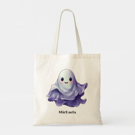 Cute Personalized Ghost Halloween トートバッグ (裏面)