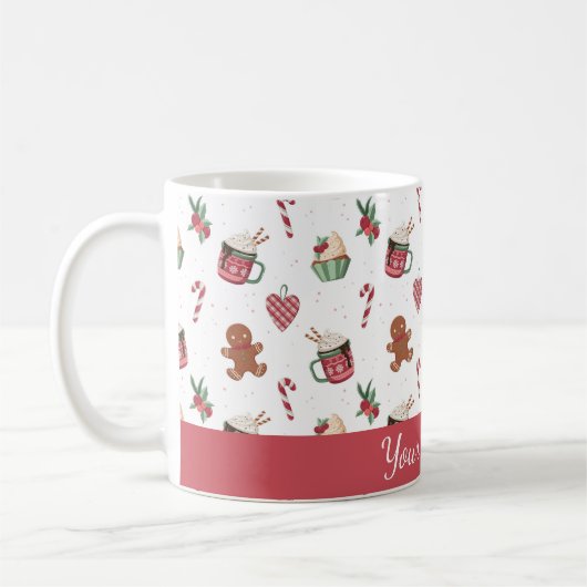 Cute Personalized Gingerbread Mug コーヒーマグカップ (左)