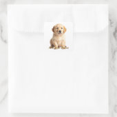 Cute Personalized Golden Retriever Puppy Name Stic スクエアシール (バッグ)