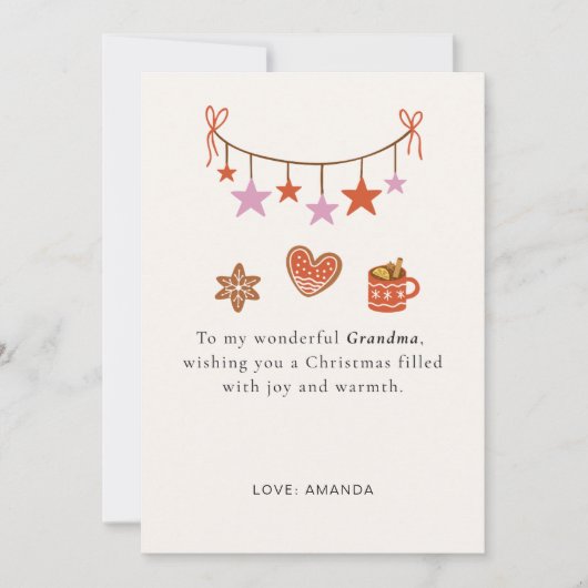 Cute Personalized Grandmother Christmas Card シーズンカード (正面)
