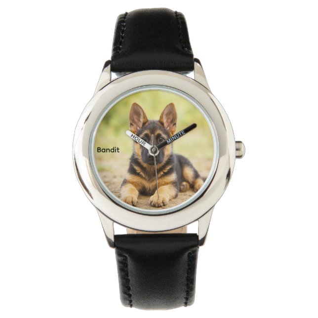 Cute Personalized Kid's German Shepherd 腕時計 (正面)