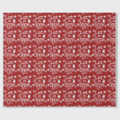 Cute Personalized Let it Snow Red Linen Snowman ラッピングペーパー (フラット)