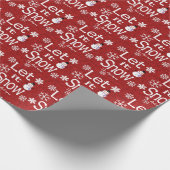 Cute Personalized Let it Snow Red Linen Snowman ラッピングペーパー (角)