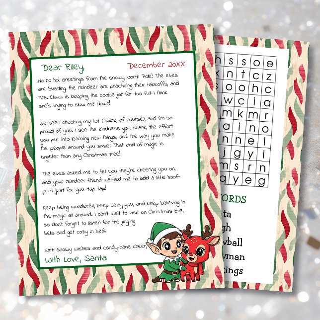 Cute Personalized Letter from Santa | Word Search (クリエイターアップロード済み)