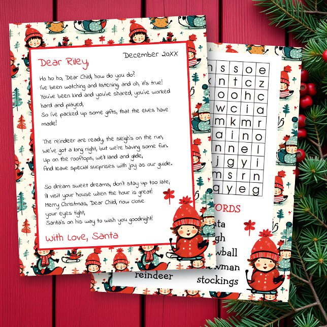 Cute Personalized Letter from Santa | Word Search (クリエイターアップロード済み)