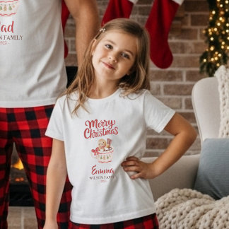 Cute Personalized “Merry Christmas” Family T-Shirt Tシャツ