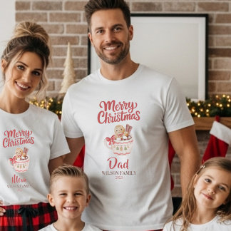 Cute Personalized “Merry Christmas” Family T-Shirt Tシャツ