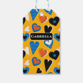 Cute Personalized Mustard Hearts Pattern ギフトタグ (正面)