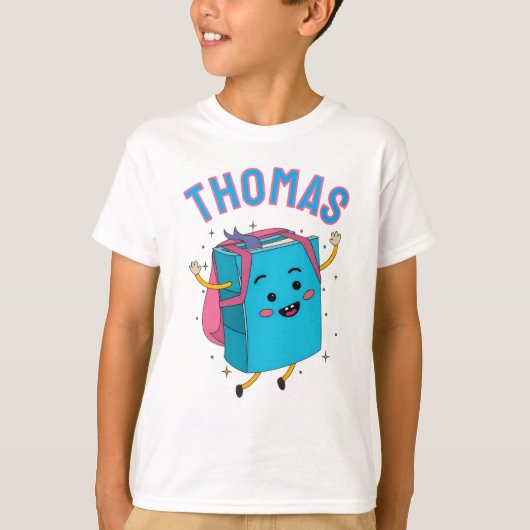 Cute Personalized Name Backpack Character Kids Tシャツ (正面)
