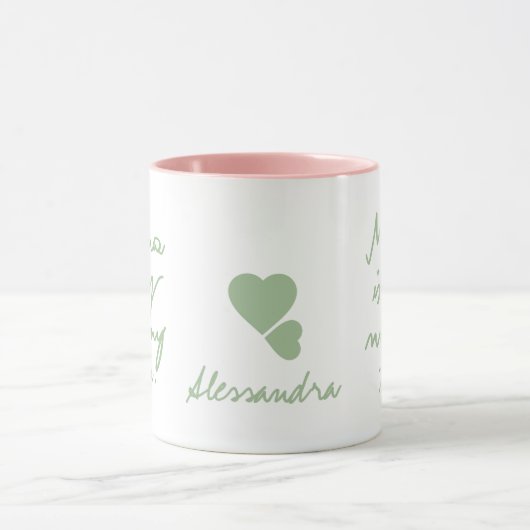 Cute Personalized Name Mommy Matcha Tea Script  マグカップ (中央)