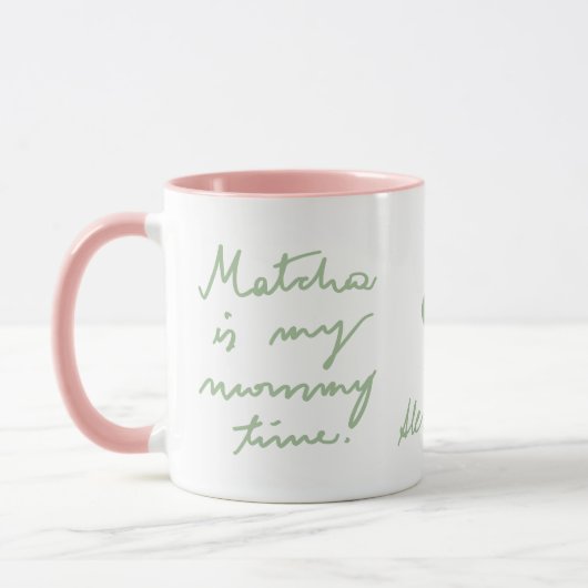 Cute Personalized Name Mommy Matcha Tea Script  マグカップ (左)