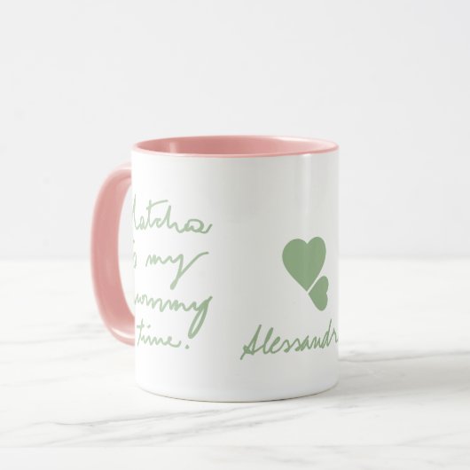 Cute Personalized Name Mommy Matcha Tea Script  マグカップ (正面左)