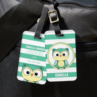 Cute Personalized owl Luggage Tag ラゲッジタグ