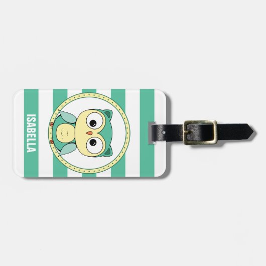 Cute Personalized owl Luggage Tag ラゲッジタグ (正面横)