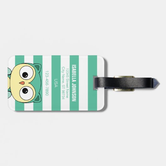 Cute Personalized owl Luggage Tag ラゲッジタグ (裏面横)