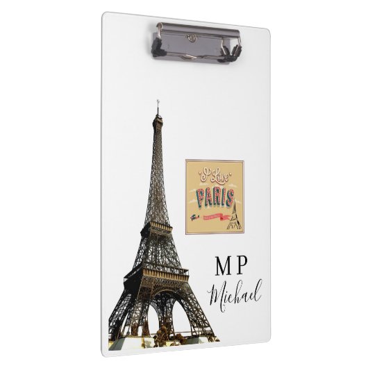 Cute Personalized Paris France Clipboard  クリップボード (右)