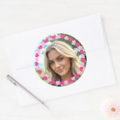 Cute Personalized Photo Love Heart Pink ラウンドシール (封筒)