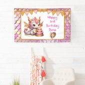 Cute Personalized Pink and Gold Dragon Birthday  横断幕 (インサイチュ)