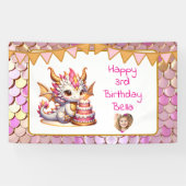 Cute Personalized Pink and Gold Dragon Birthday  横断幕 (横)