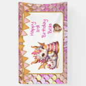 Cute Personalized Pink and Gold Dragon Birthday  横断幕 (縦)