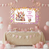 Cute Personalized Pink and Gold Dragon Birthday  横断幕