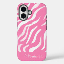 Cute Personalized Pink Zebra Print iPhone