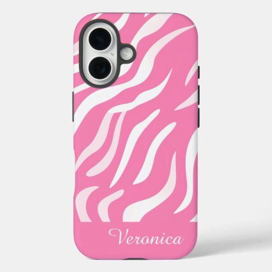 Cute Personalized Pink Zebra Print iPhone  Case-Mate iPhoneケース (裏面)