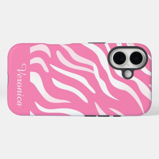 Cute Personalized Pink Zebra Print iPhone  Case-Mate iPhoneケース (裏面 (横))