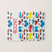 Cute Personalized Planes, Trains and Cars Pattern ジグソーパズル (横)
