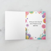 Cute Personalized Purple Mermaid Birthday カード (内部)