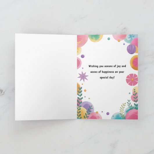 Cute Personalized Purple Mermaid Birthday カード (内部)