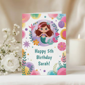 Cute Personalized Purple Mermaid Birthday カード