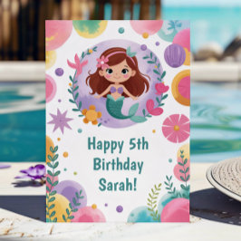 Cute Personalized Purple Mermaid Birthday カード