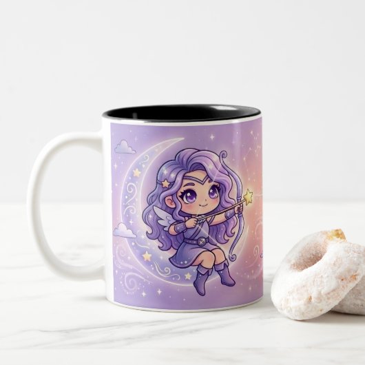 Cute Personalized Sagittarius Zodiac Mug ツートーンマグカップ (ドーナツ)