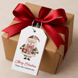 Cute Personalized Santa Christmas Holiday ギフトタグ