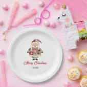 Cute Personalized Santa Christmas Holiday ペーパープレート (パーティー)