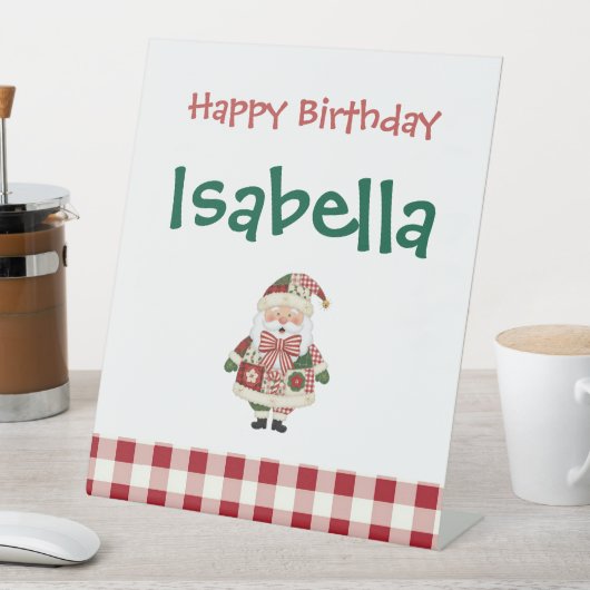 Cute Personalized Santa Christmas Holiday 台座サイン (インサイチュ)