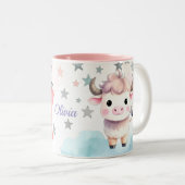 Cute Personalized Taurus Zodiac Sign Mug for Girl ツートーンマグカップ (正面右)