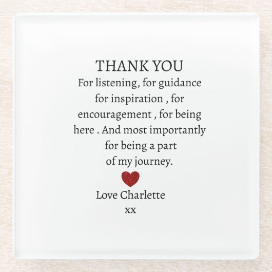 cute personalized thank you love  ガラスコースター (正面)