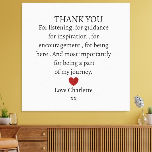 cute personalized thank you love キャンバスプリント (インサイチュ (リビング))