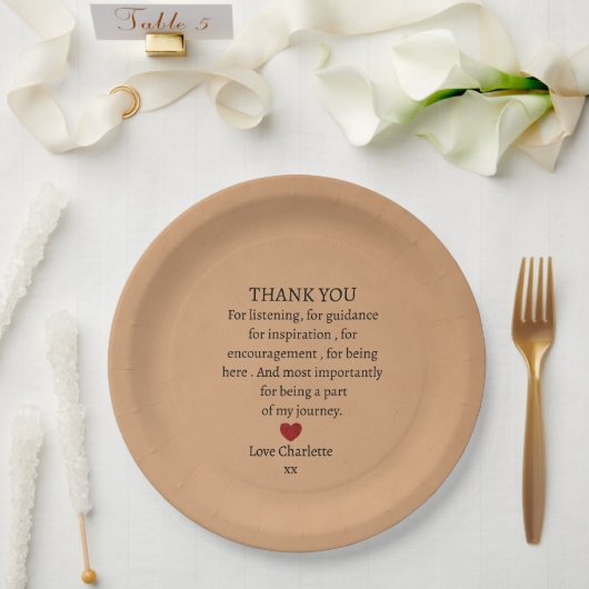 cute personalized thank you love ペーパープレート (ウェディング)