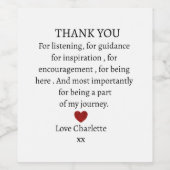 cute personalized thank you love  ワインラベル (シングルラベル)