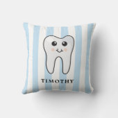Cute Personalized Tooth Fairy Blue Boy Stripes クッション (裏面)