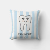 Cute Personalized Tooth Fairy Blue Boy Stripes クッション (正面)