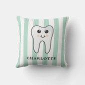 Cute Personalized Tooth Fairy Mint Stripes クッション (裏面)