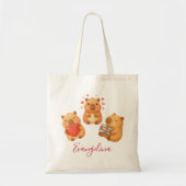 Cute Personalized Watercolor Capybara トートバッグ (正面)