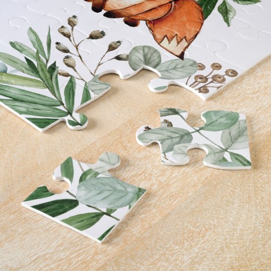 Cute Personalized Woodland Forest Animals Monogram ジグソーパズル (側面)