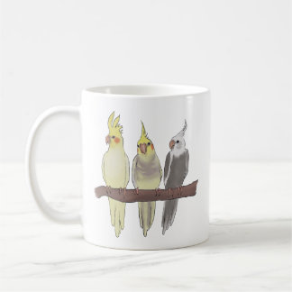 Cute Pet Cockatiels Flock on Perch Bird Lover コーヒーマグカップ