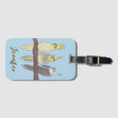 Cute Pet Cockatiels Flock on Perch Bird Lover ラゲッジタグ (正面横)