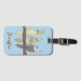 Cute Pet Cockatiels Flock on Perch Bird Lover ラゲッジタグ